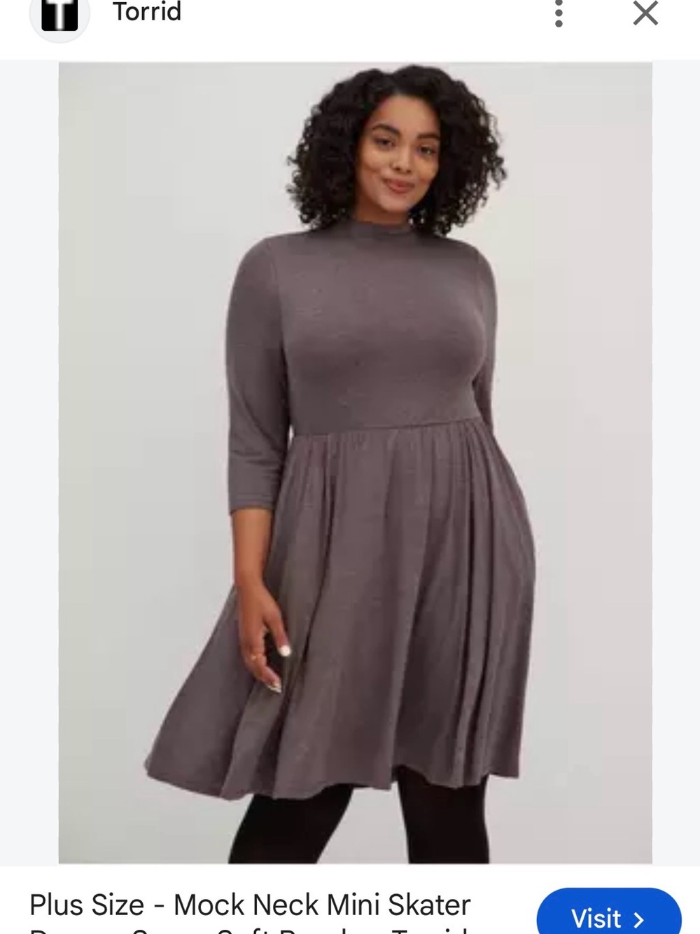 Like New Torrid Dusty Mauve Mock Neck Mini Skater Dress